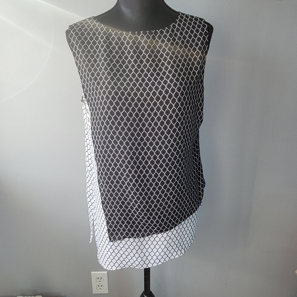 Milano Layered Asymmetrical Flowy Blouse Size M - Picture 3 of 11